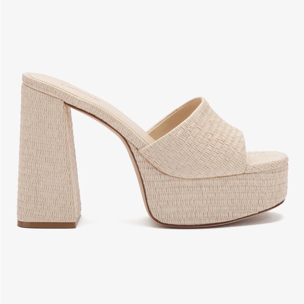 Larroude Dolly Mule in natural raffia